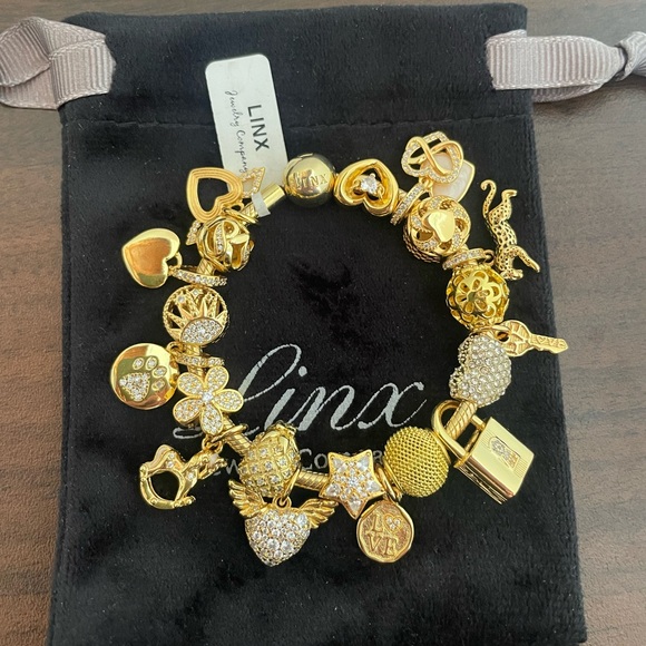 Linx Yellow Gold Snake Chain Bracelet with Gold Charms - Picture 5 of 11